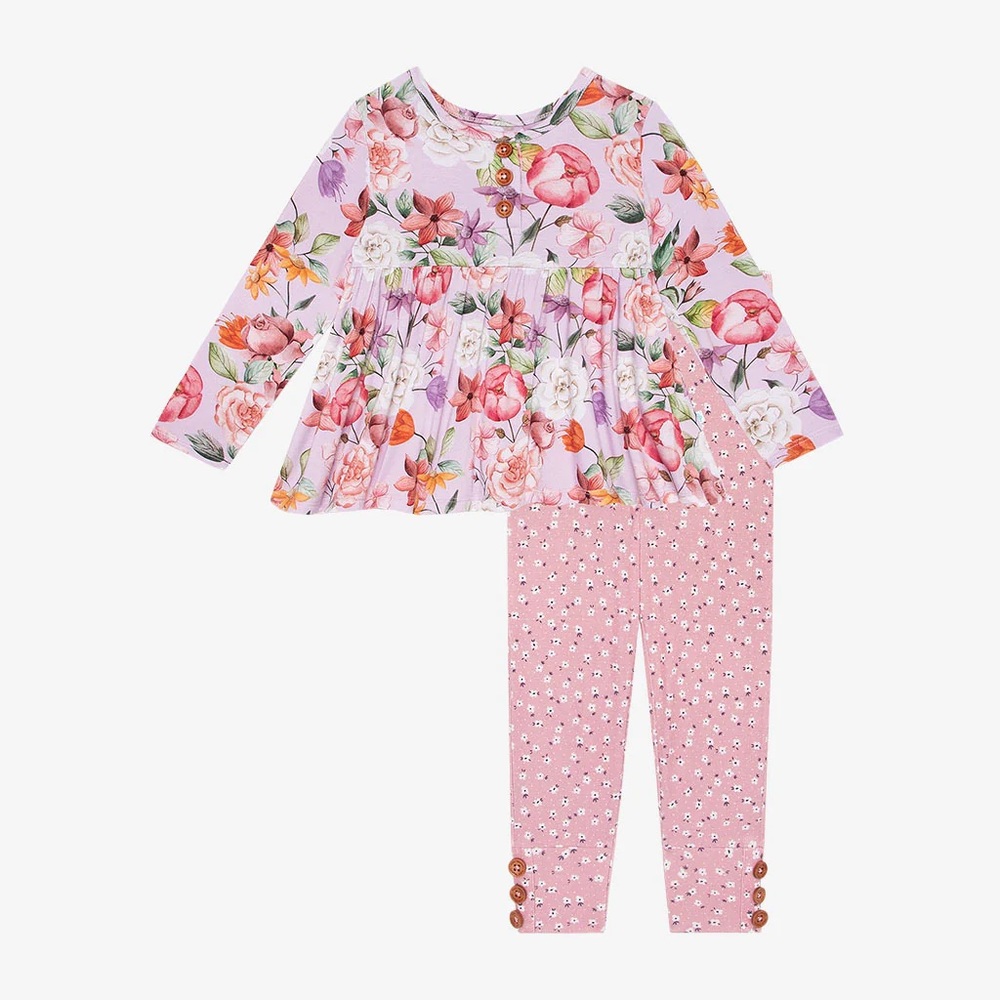 3T Posh Peanut Peplum Set Peri Floral